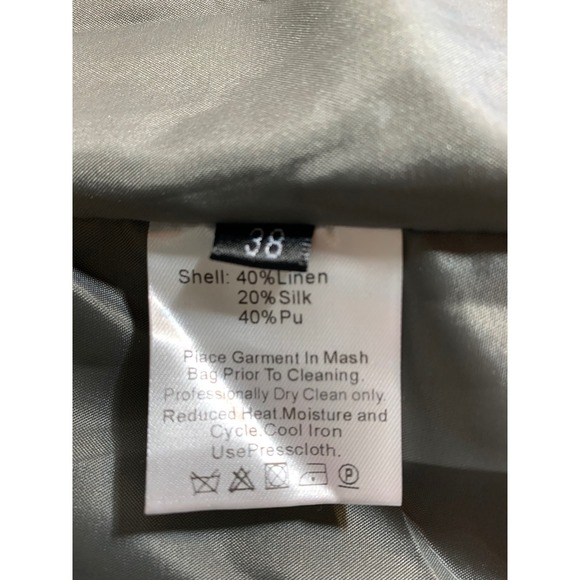 New Step Up Linen Silk Floral Houndstooth Blazer Blue Gray Women's Size 8 (38) - Picture 6 of 10